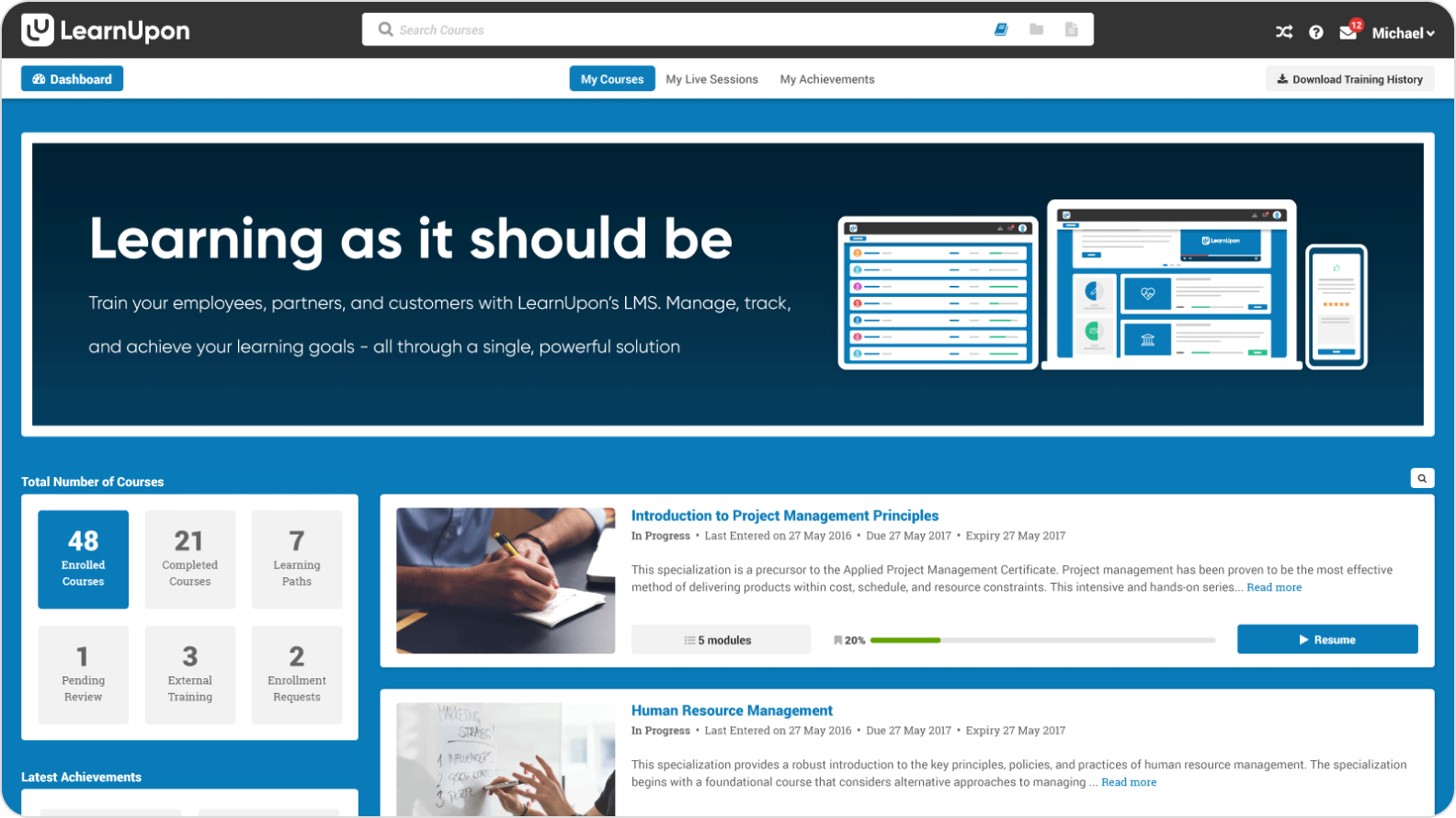 LearnUpon LMS LearnUpon LMS learner's portal