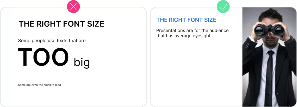 PowerPoint tricks explaining how to choose the right font size