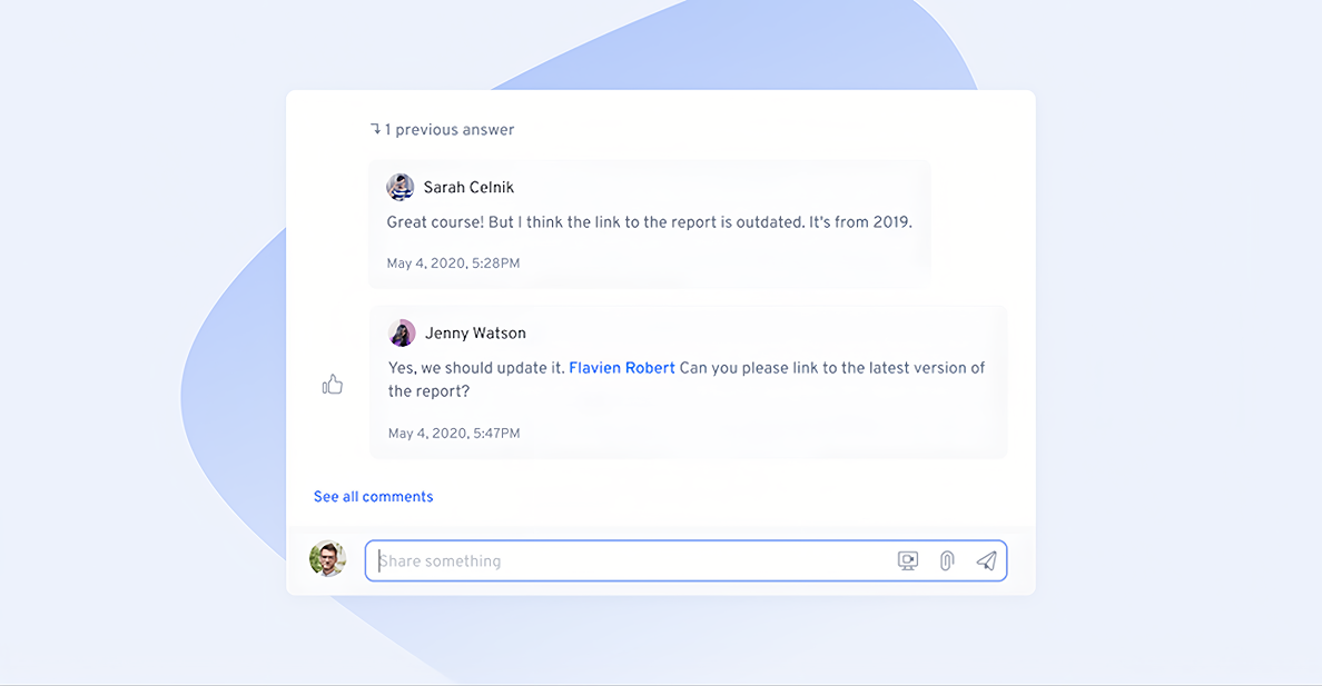 Course comments in 360Learning