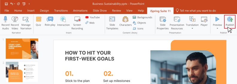 iSpring Suite ribbon iSpring Suite toolbar
