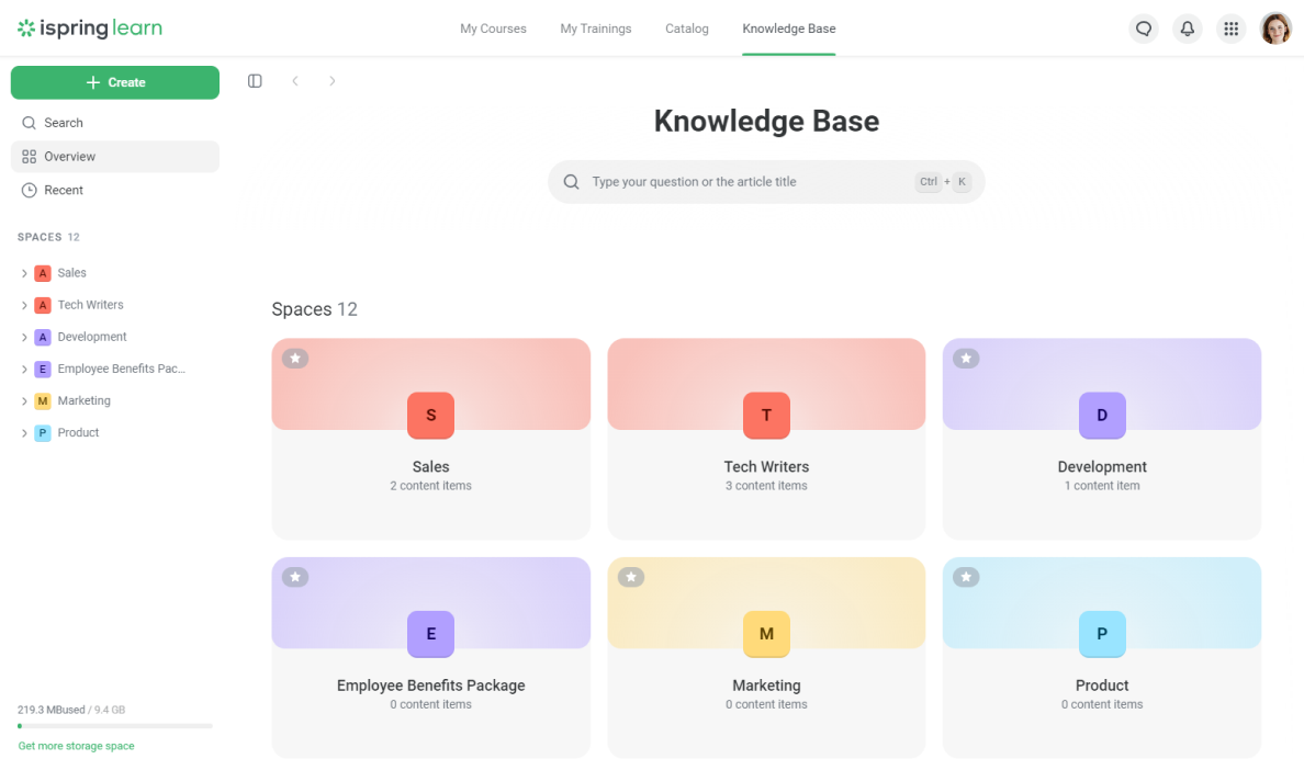A knowledge base in iSpring LMS