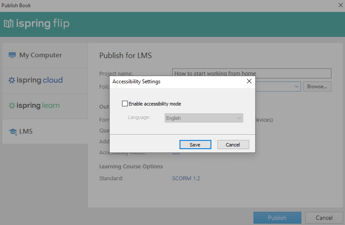 Accessibility mode tab