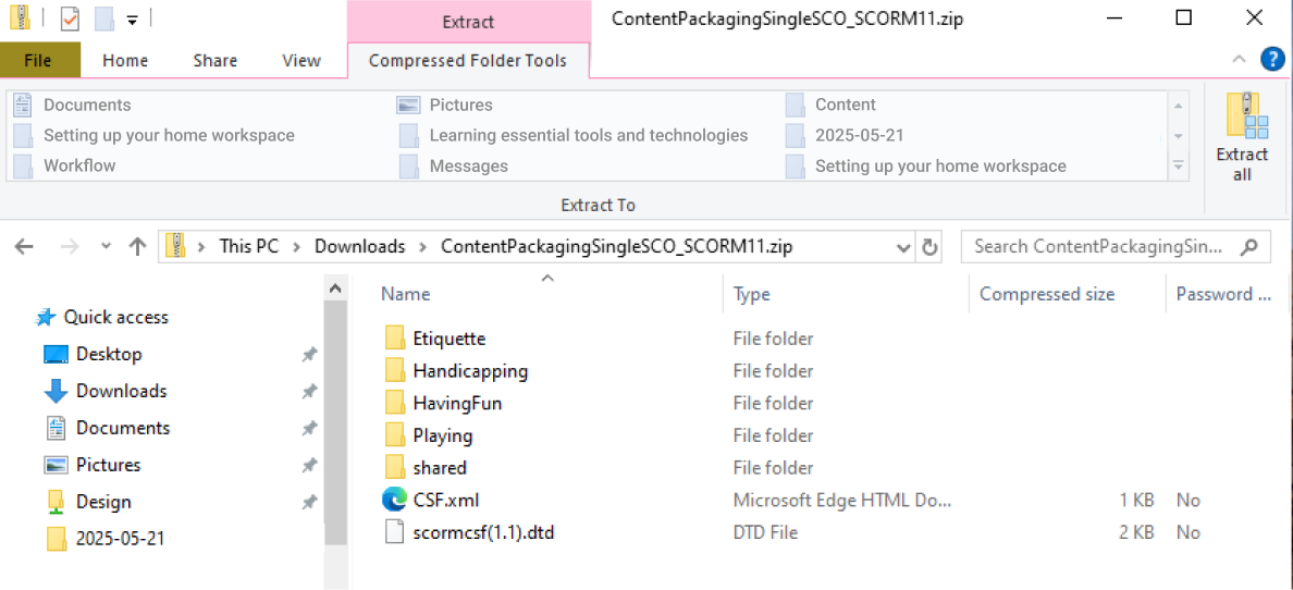 Adding SCORM files and components