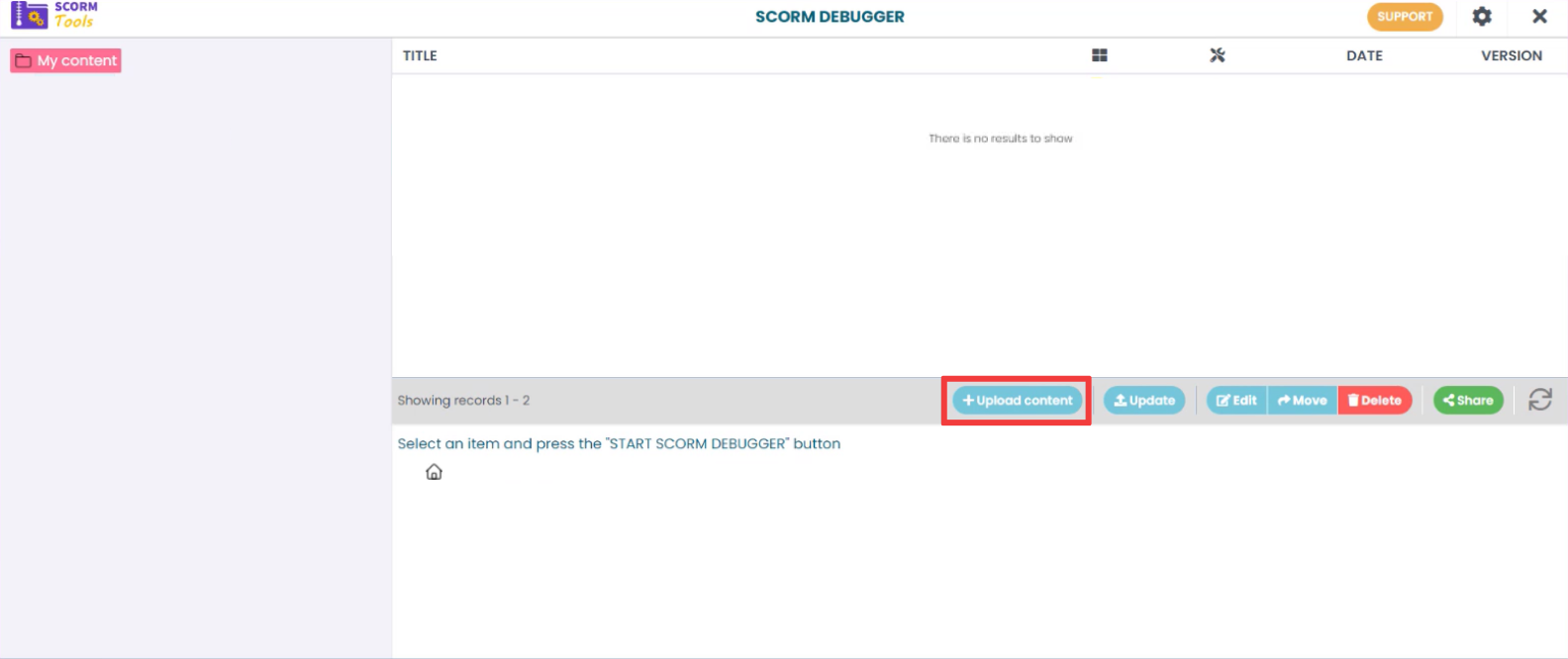 Choose a SCORM file Choose a SCORM file