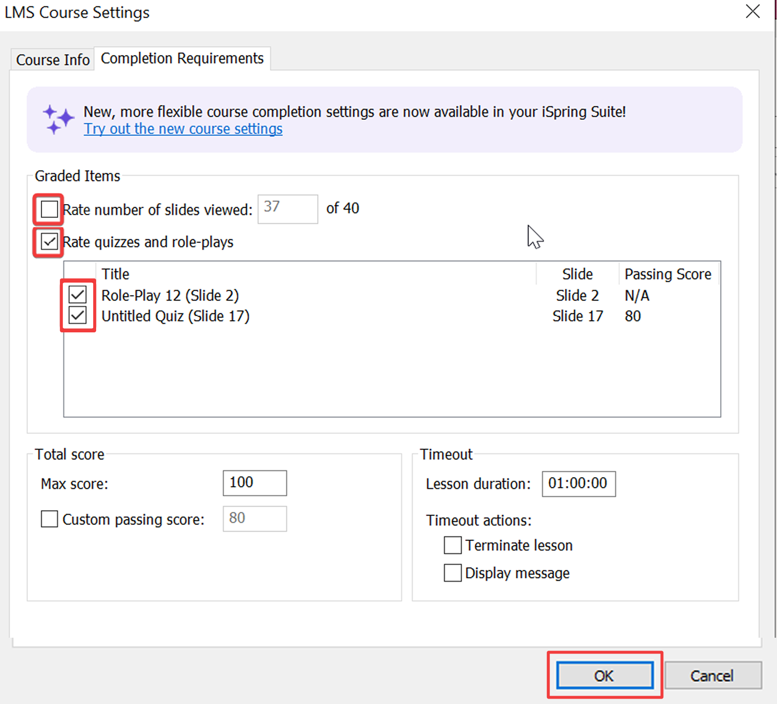 Completion requirements Completion requirements in iSpring Suite
