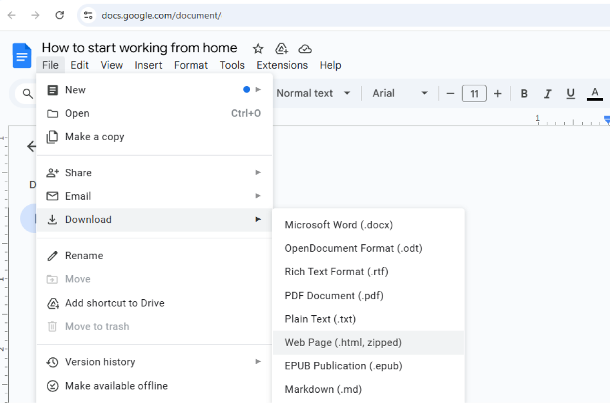 Convert your Word documents to HTML