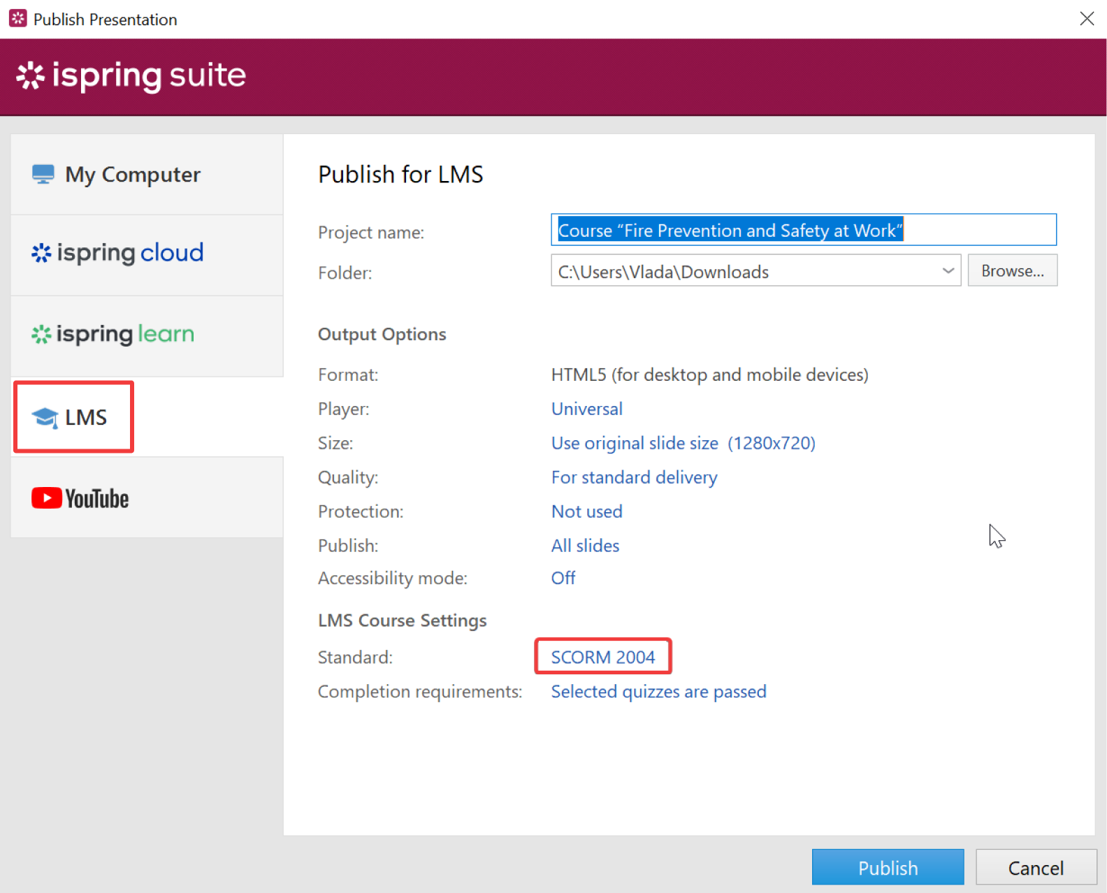 Publishing SCORM courses with iSpring Suite Publishing courses in SCORM using iSpring Suite