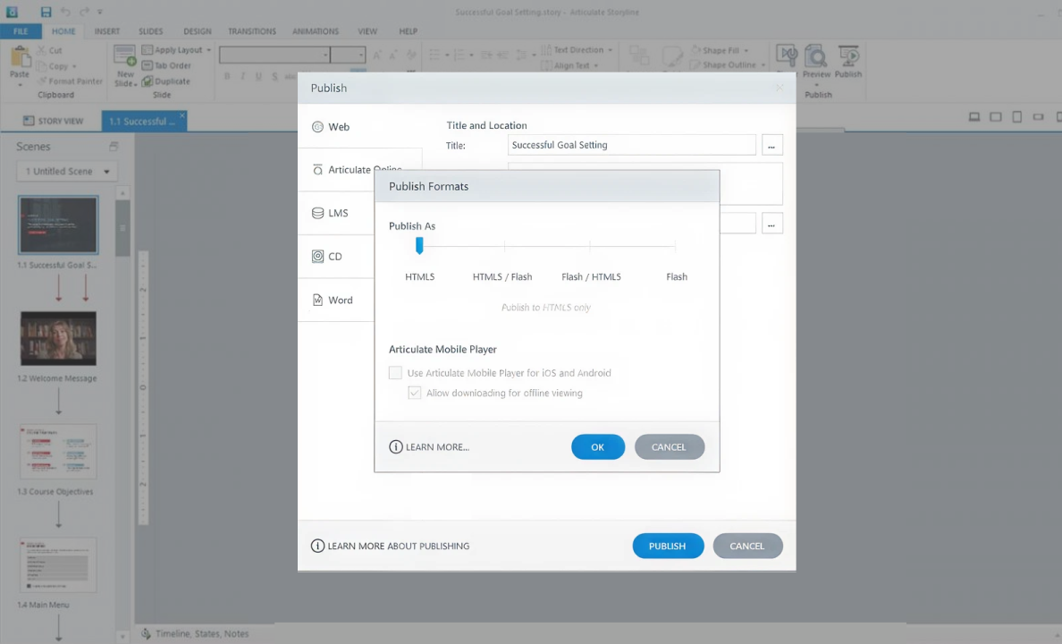 Publishing into SCORM with Articulate Storyline