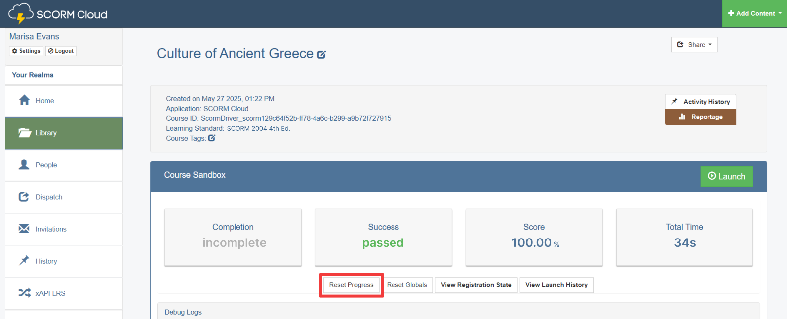 Reset Progress to view the course many times Reset Progress to view the course many times