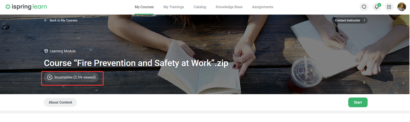 The status of the course The status of the course