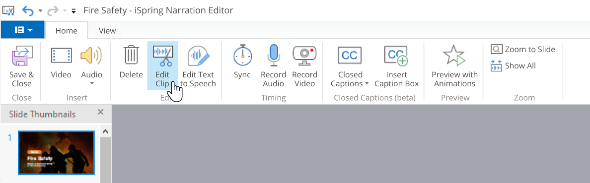 Editing a voice-over in PowerPoint with iSpring Suite