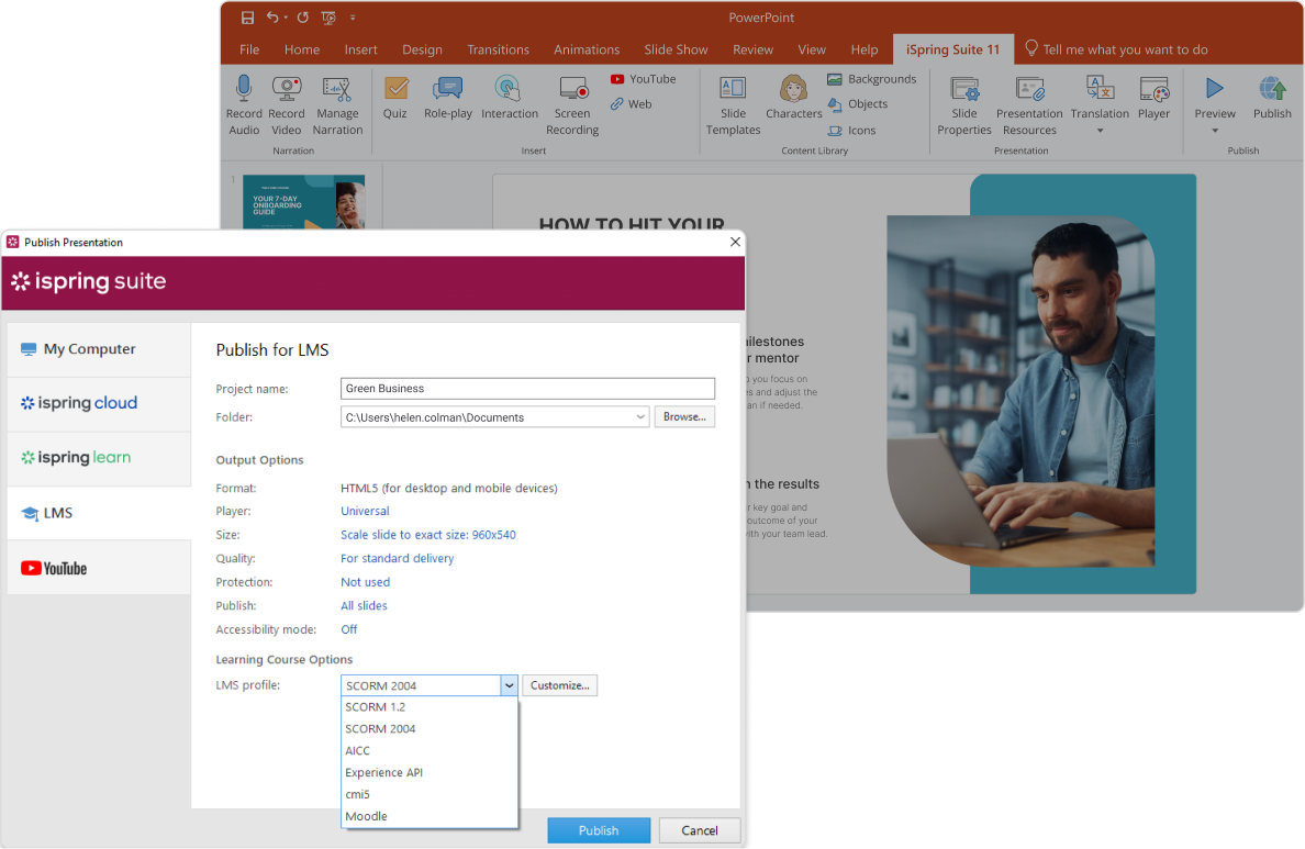 Exporting courses in SCORM 1.2 and SCORM 2004 in iSpring Suite
