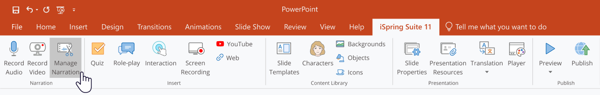 Manage Narration in PowerPoint with iSpring Suite