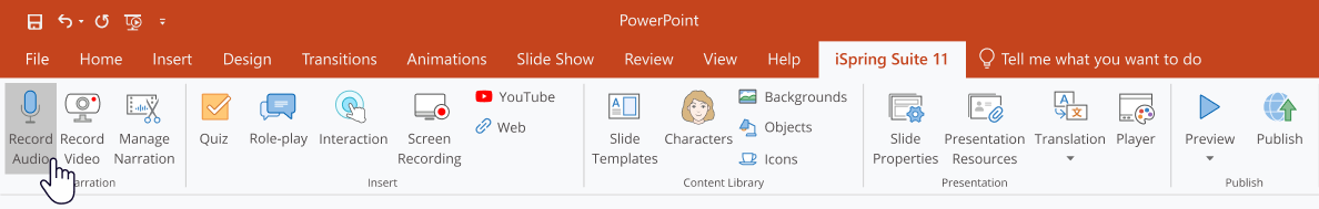 Record a voice-over in PowerPoint with iSpring Suite