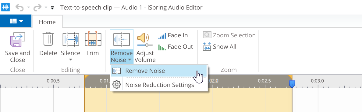 Remove noise when editing a voice-over in PowerPoint with iSpring Suite