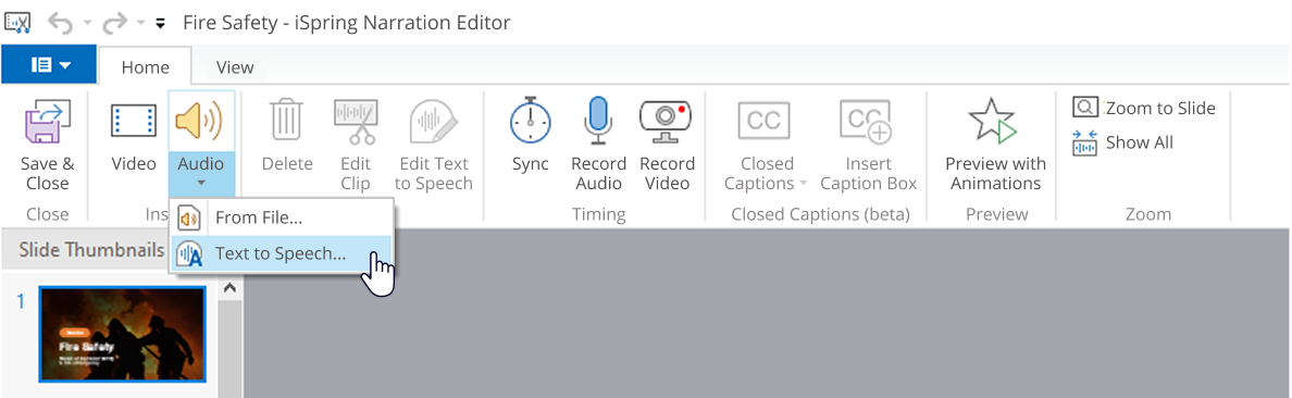 The text-to-speech feature in PowerPoint with iSpring Suite