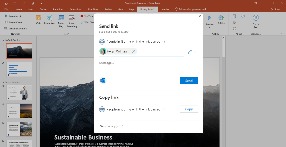 Invite users to share your PowerPoint presentation