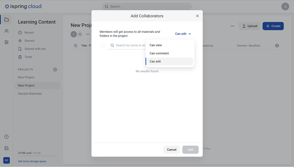 Setting permissions for a PowerPoint presentation in iSpring Cloud