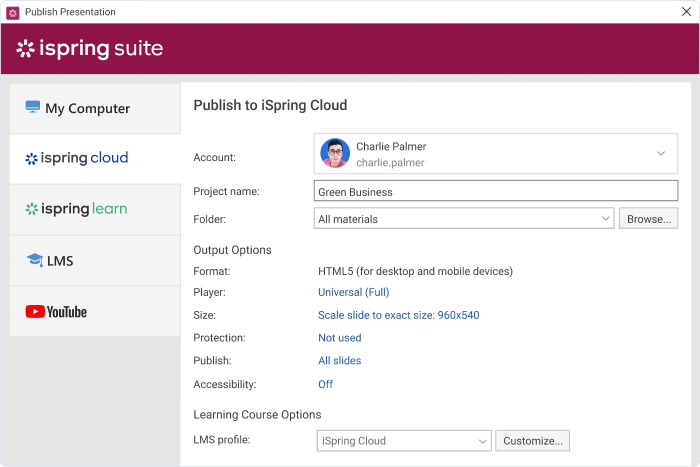 Publish to iSpring Cloud