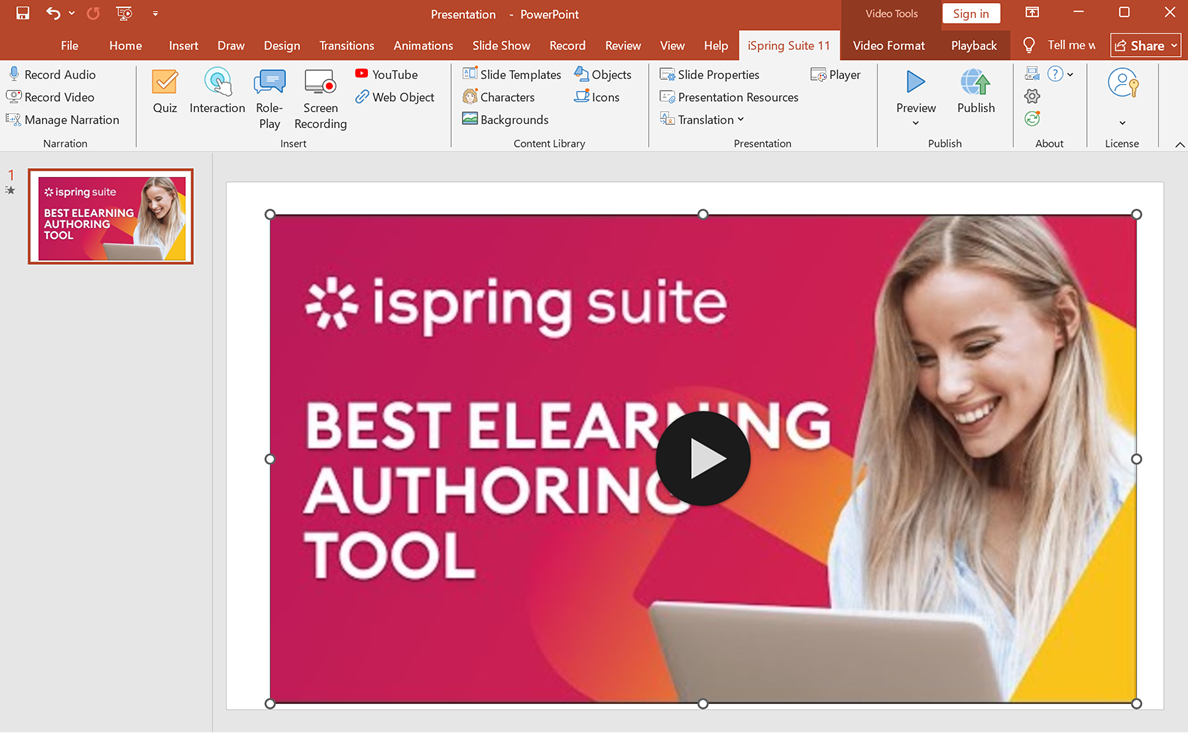 Customize the video on your slide