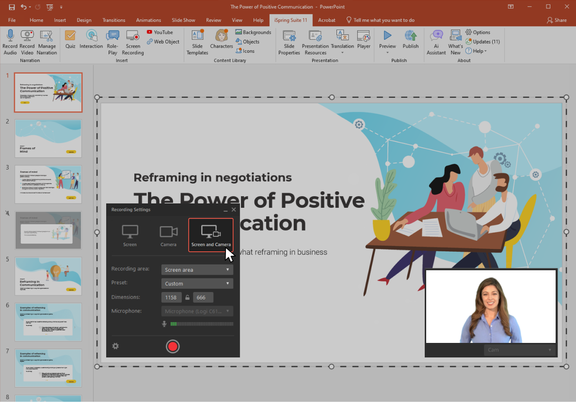 Selecting screen and camera