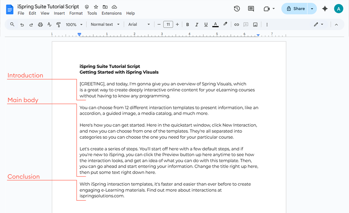 Script for the iSpring video tutorial