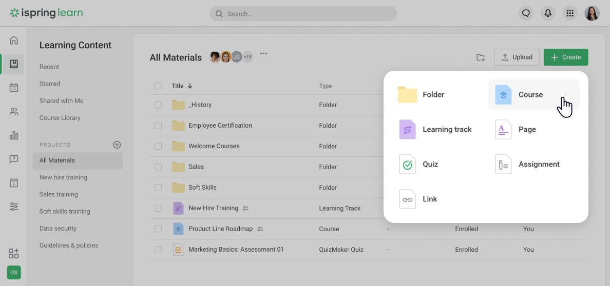 Upload training courses to an LMS