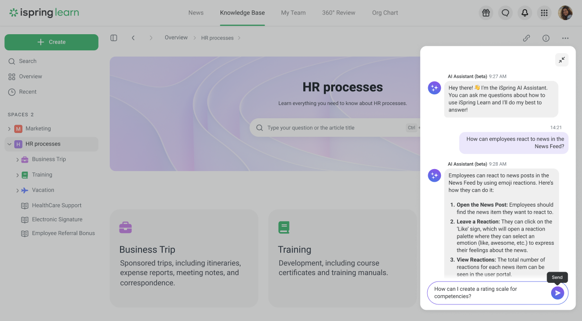 iSpring LMS interface AI iSpring LMS