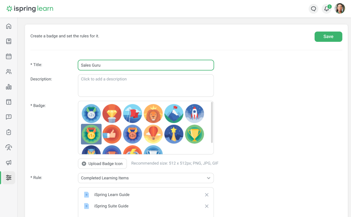 The iSpring LMS reward system