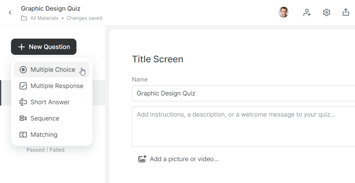 Different question formats in iSpring LMS