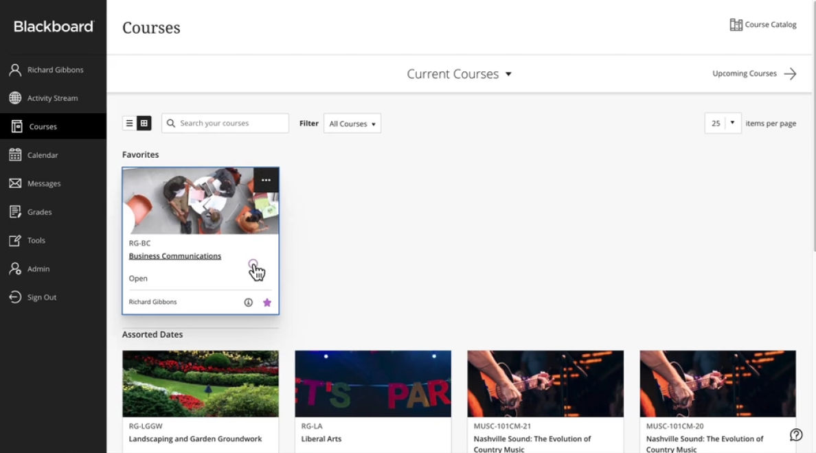 The Blackboard Learn Ultra LMS interface
