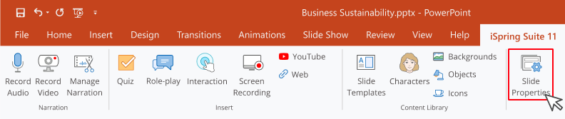 iSpring Suite toolbar iSpring Suite toolbar