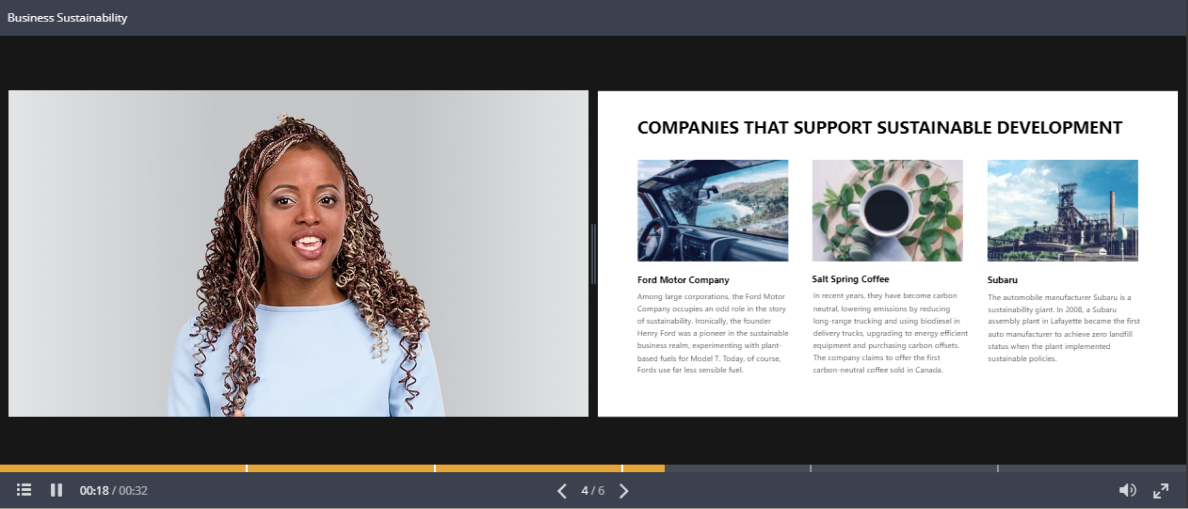 Full layout Layouts for the Video Lecture player: Full