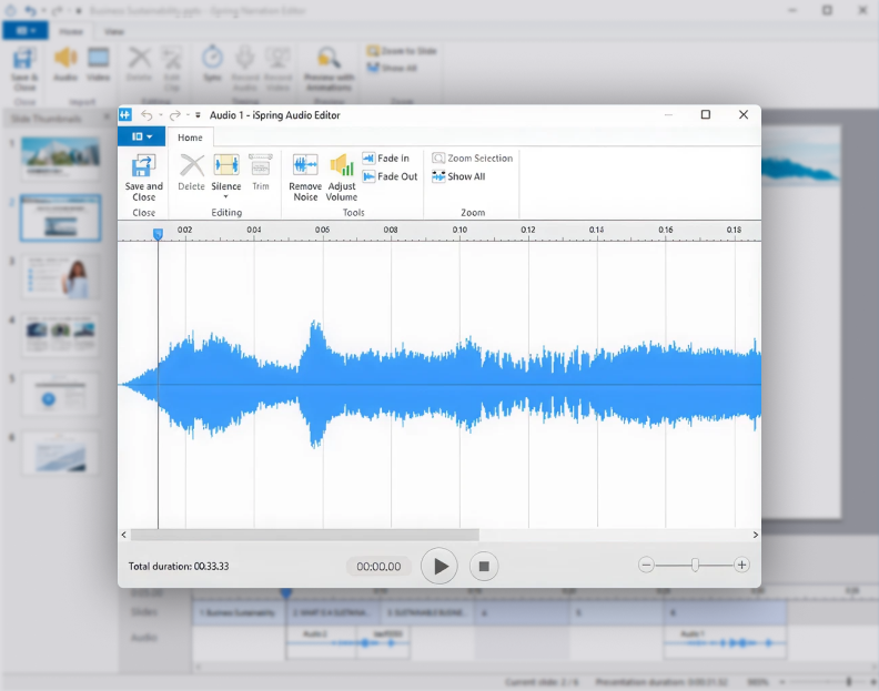 built-in iSpring Suite audio recorder
