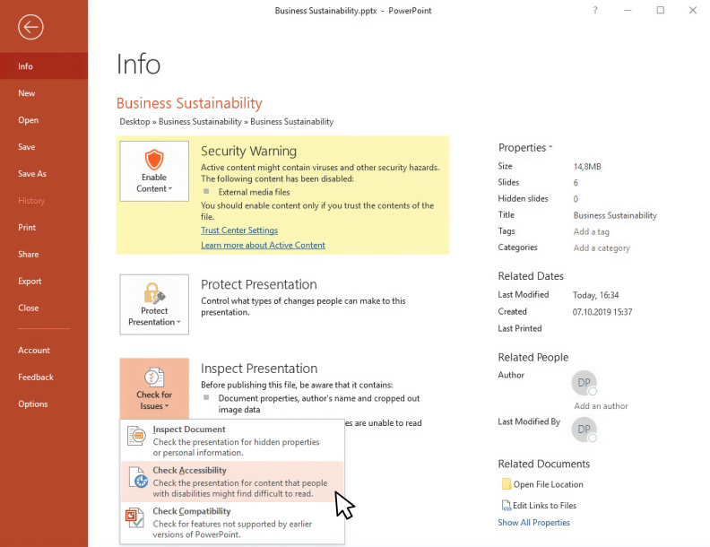 PowerPoint accessibility checker