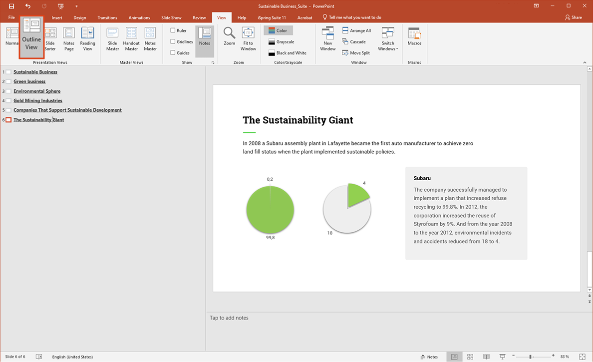 Outline View Outline View in PowerPoint