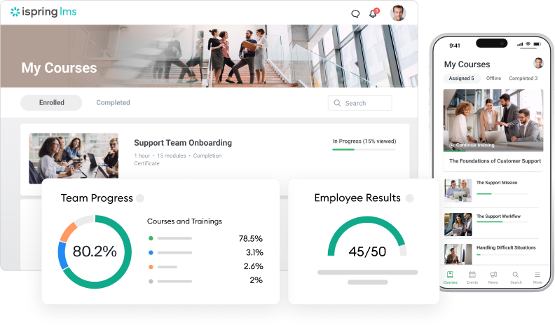 Accessibility features in iSpring LMS: Access from both desktop and mobile devices