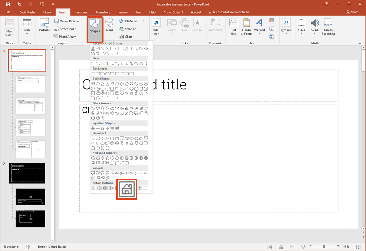 Inserting a Home button Inserting a Home button in PowerPoint