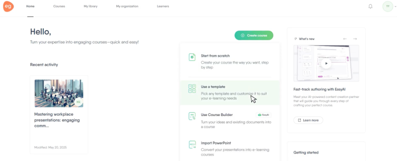 EasyGenerator interface EasyGenerator interface