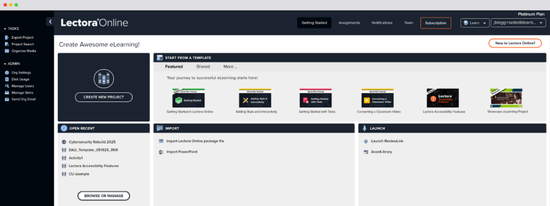 Lectora interface Lectora interface