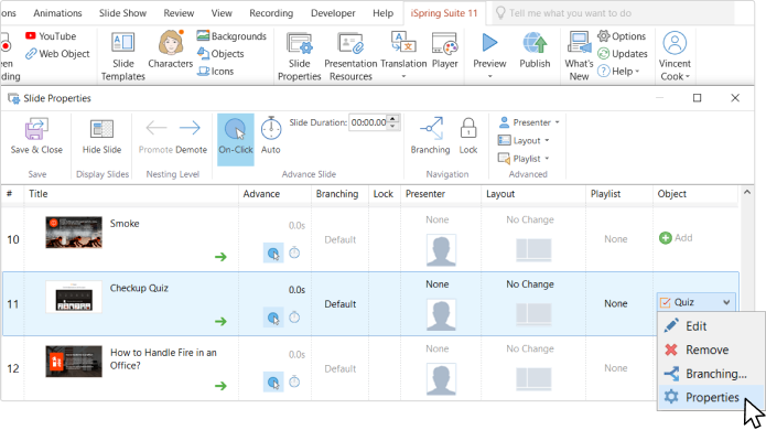 Quiz Properties in iSpring Suite