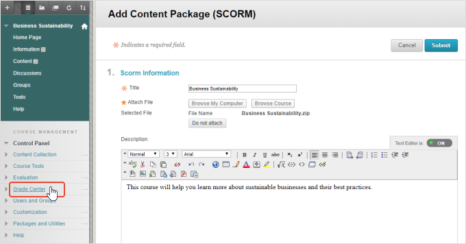 scorm package 1.2 example dowumload